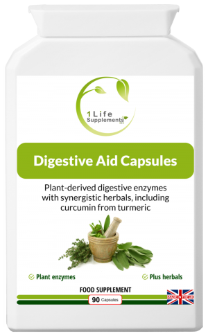 Digestive Aid Capsules, digestive enzymes, carminative, anti-spasmodic, plant enzymes, bloating, digestion, indigestion, reflux, leaky gut, diarrhoea, Candida, coated tongue, Crohn's disease, bad breath, flatulence, wind, gas, farting, digestive health, flatulence, wind, farting, gas, betain HCL, bromelain, papain, protease, amylase, lipase, apple cider vinegar, reflux, indigestion, caraway seed, chamomile, fennel seed, ginger root, peppermint, turmeric, fermentation, putrefaction, Irritable Bowel Syndrome, IBS