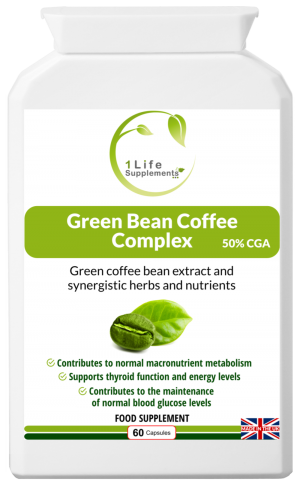 Green Bean Coffee Complex, green coffee, chlorogenic acid, CGA, kelp, cinnamon, cayenne, chromium picolinate, weight loss, slimming, fat burn, fat loss, thermogenic, extracts, dr oz, blood sugar levels, insulin, cellulite