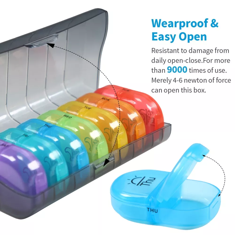 Weekly AM/PM Pill Organizer with Detachable Compartments – view 2